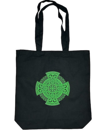 Celtic Cross Embroidered Canvas Tote Bag