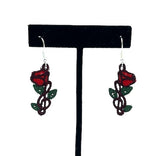 Treble Clef with Rose FSL Earrings
