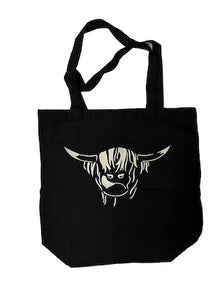 Highland Cow Embroidered Canvas Tote Bag