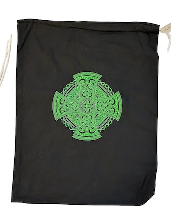 Celtic Cross Embroidered Canvas Drawstring Gym Bag