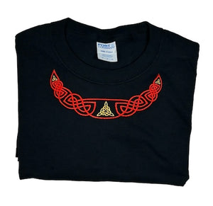 Unisex T-shirt with embroidered trinity knot neckline