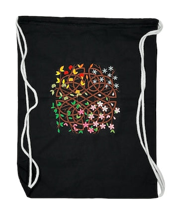 Celtic Seasons Embroidered Canvas Drawstring Gym Bag