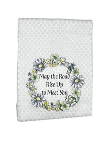 May the Road Rise up to Meet You Embroidered Tea Towel/Kitchen Towel/Dish Towel
