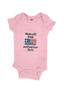 Made with Greek and American Parts Onesie