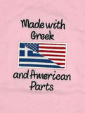 Made with Greek and American Parts Onesie