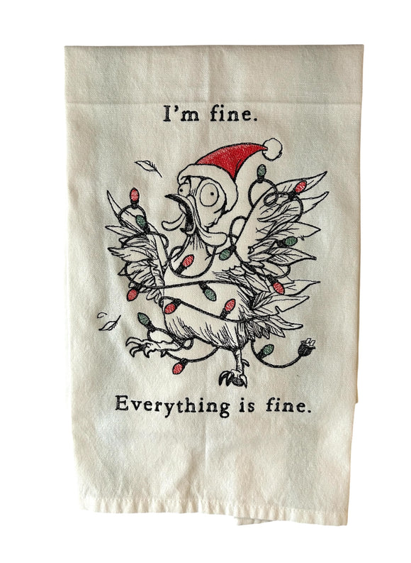 I'm Fine Chicken Tea Towel