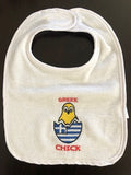 Greek Chick Embroidered Baby Bib