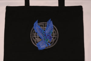 Celtic Raven Embroidered Canvas Tote Bag