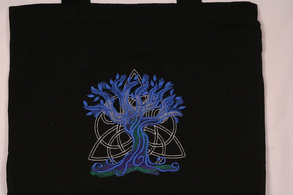 Celtic Knot Tree of Life Embroidered Heavy Canvas Tote Bag