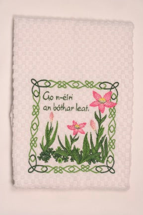 Gaelic May The Road Embroidered Kitchen Towel/Dish Towel/Tea Towel