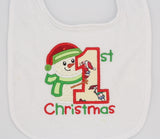 1st Christmas Appliqué Embroidered Baby Bib
