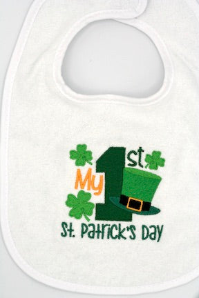 1st St Patrick's Day Embroidered Baby Bib