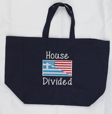 House Divided Greek-American Embroidered Canvas Tote Bag