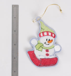 Sledding Snowman FSL Ornament