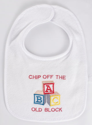 Chip off the Old Block Embroidered Baby Bib