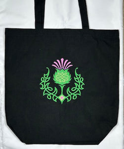 Celtic Knot Thistle Embroidered Canvas Tote Bag
