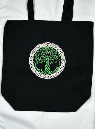 Tree of Life Embroidered Canvas Tote Bag