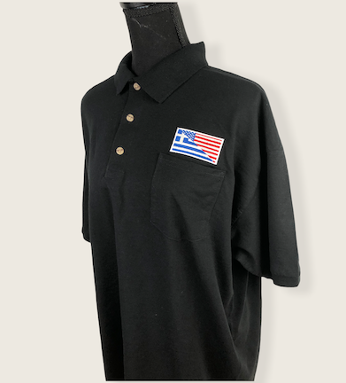 Greek-American Flag Embroidered Men's Polo Shirt