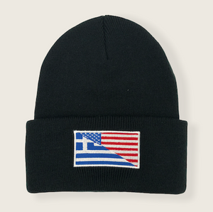 Greek-American Flag Embroidered Beanie
