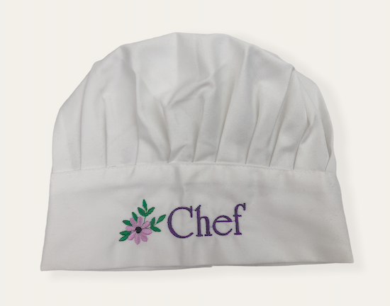 Flowers Embroidered Child's Chef's Hat