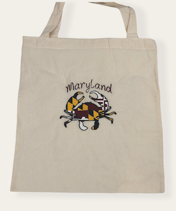 Maryland Crab Embroidered Lightweight Cotton Bag
