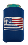 Greek-American Flag Embroidered Can Cooler