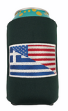 Greek-American Flag Embroidered Can Cooler