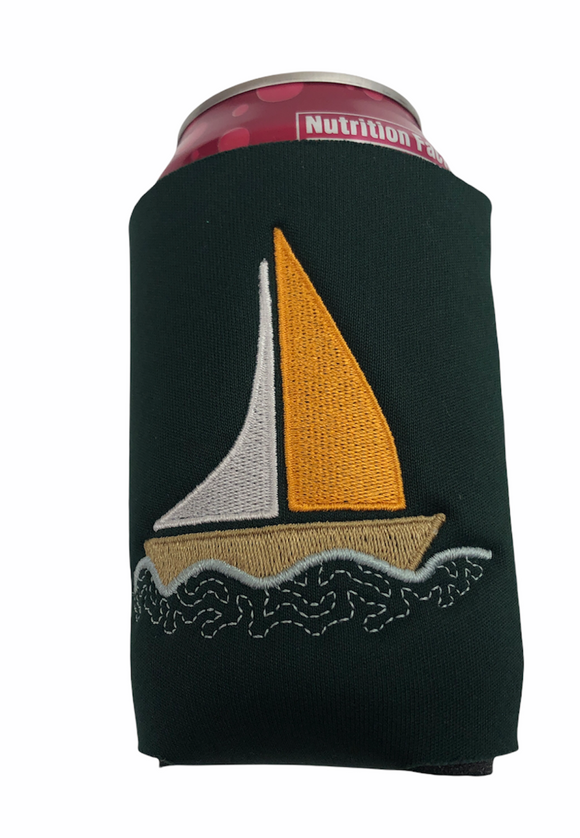 Sailboat Embroidered Can Cooler
