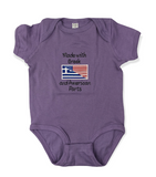 Made with Greek and American Parts Embroidered Onesie