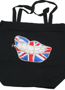 Union Jack lips Embroidered Canvas Tote Bag