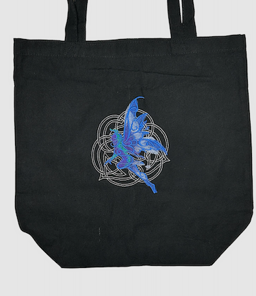 Celtic Fae Embroidered Canvas Tote Bag