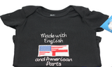 Made with English and American Parts Embroidered Onesie