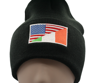 Irish-American Flag Embroidered Beanie