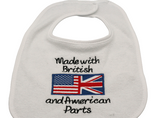 Made with British and American Parts Embroidered Baby Bib