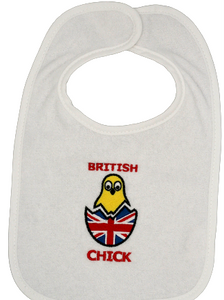 British Chick Embroidered Baby Bib