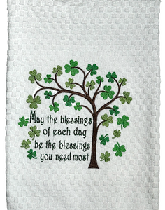 Irish Blessing Tree Embroidered Tea Towel/Kitchen Towel/Dish Towel