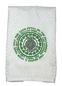 Circular Irish Blessing Embroidered Tea Towel/Kitchen Towel/Dish Towel